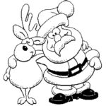 Imagenes de Papa Noel y reno para colorear y dibujar