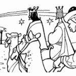 Reyes Magos llegando con Jesus al pesebre