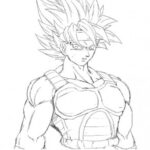 Dibujo de Goku con uniforme de Sayajin en fase 1