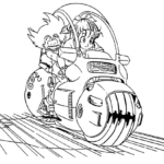 Imagen de Goku y bulma en motocicleta para pintar y recortar