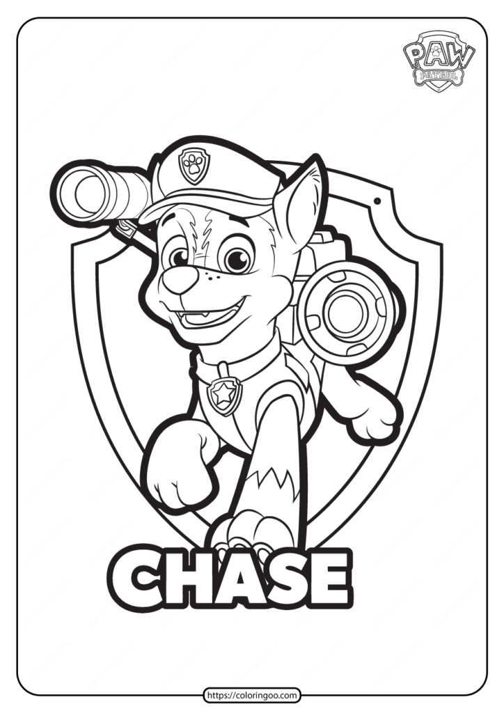 Dibujo de Chase de Paw Patrol para imprimir gratis para colorear -